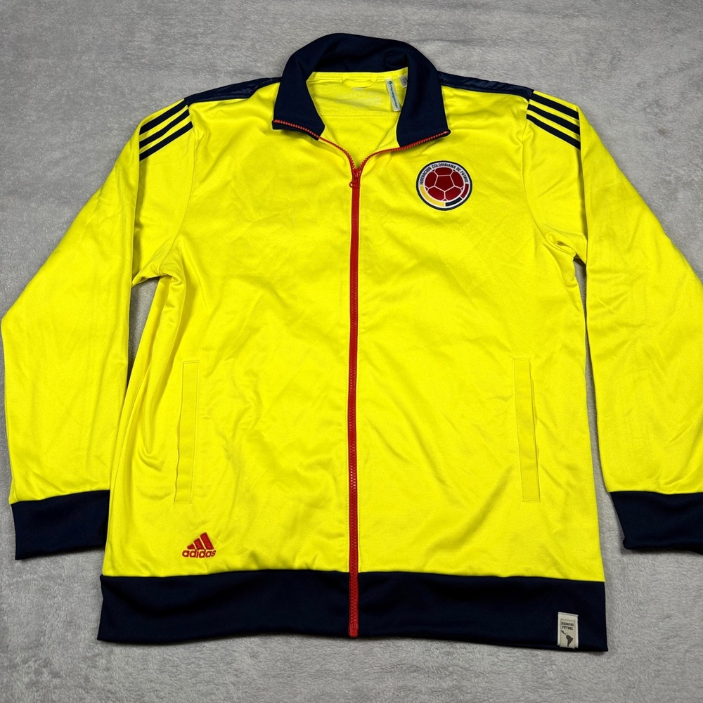 Adidas Colombia Track Jacket Mens XL Yellow FCF Soccer Full Zip M36367